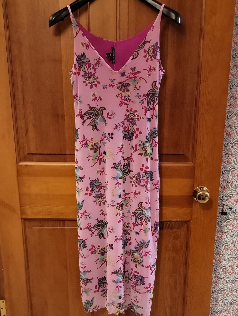 NWT Weston Wear Saks Fifth Avenue Pink Paisley Floral Mesh Midi Dress Large